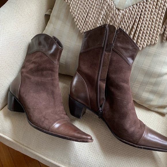 ❤️‍🔥sold❤️‍🔥Brown Leather and Suede Boots - Picture 2 of 5